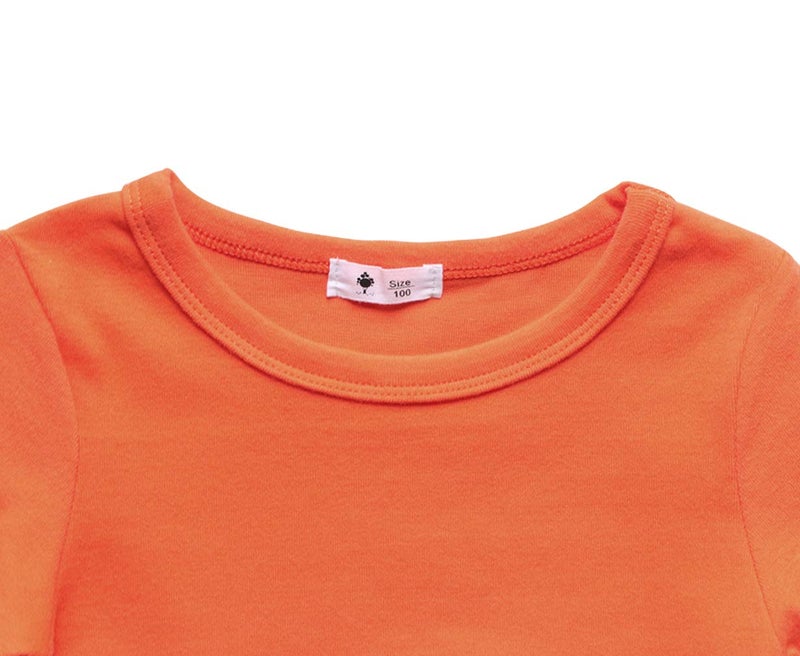GLEAMING GRAIN Toddler Boys Girls Long Sleeve T-Shirts Unisex Kids Cotton Basic Round Neck Top Tee Orange 2T - Image 2
